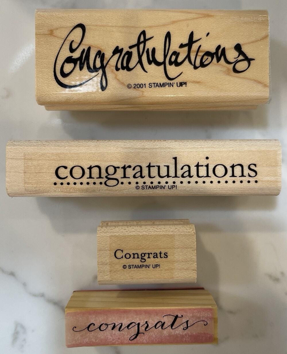 Congratulations Congrats Rubber Stamp Set Lot of 4 Wood Wooden